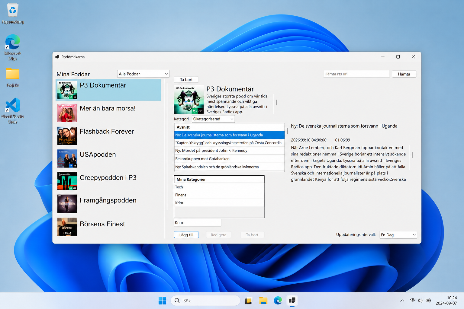 Podcastbibliotek/RSS läsare